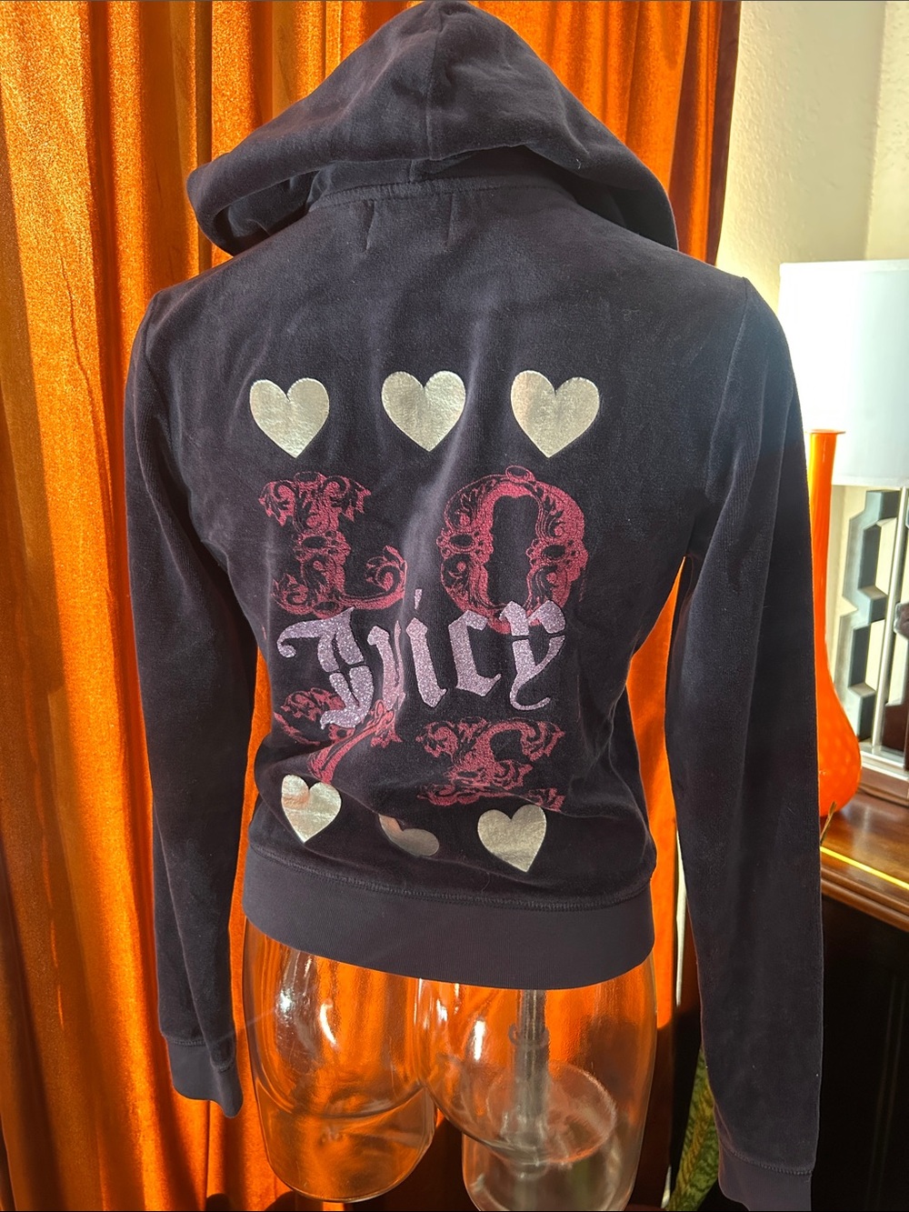 Juicy Couture Dark Navy Velour Zip Hoodie - Picture 3 of 4